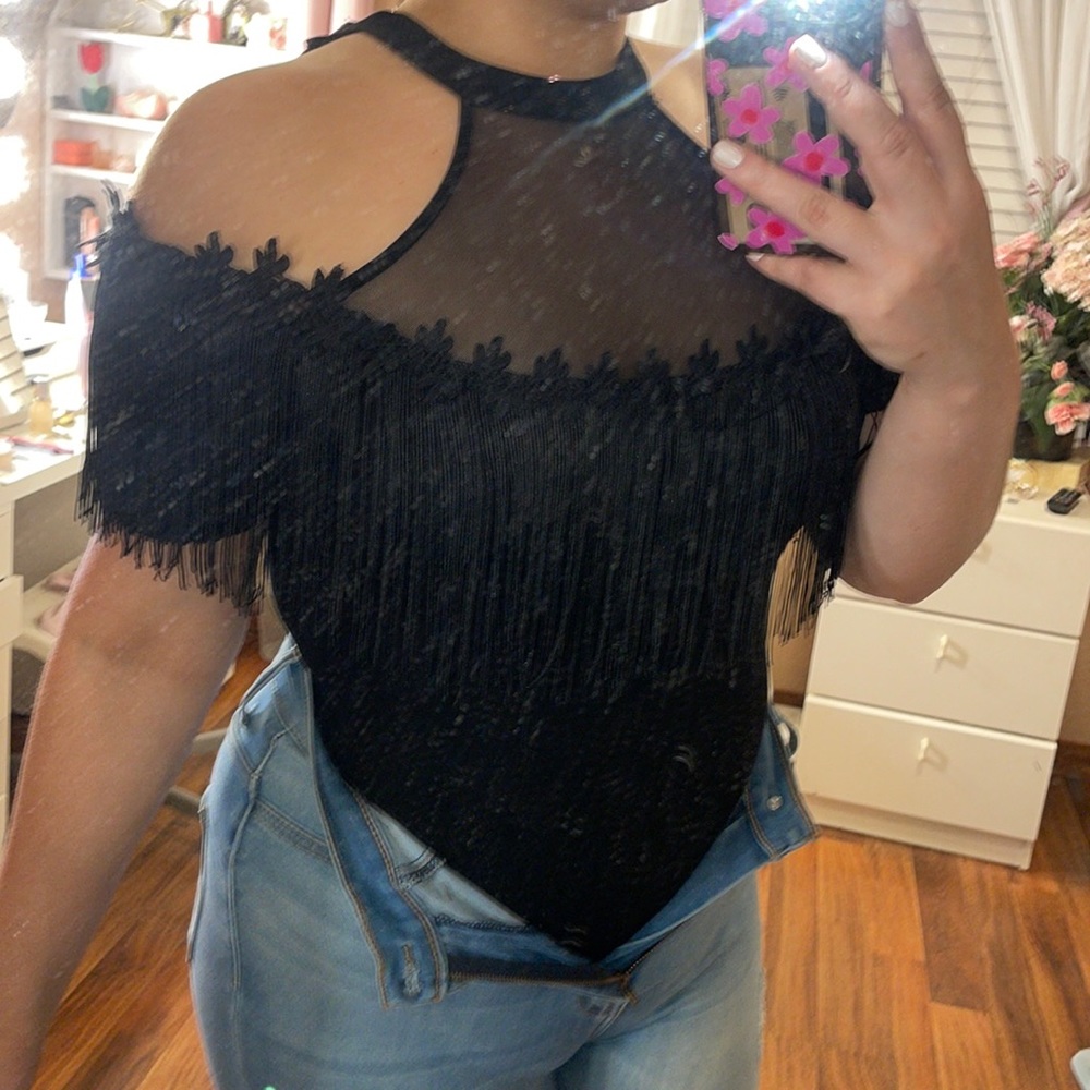 Black Fringe bodysuit